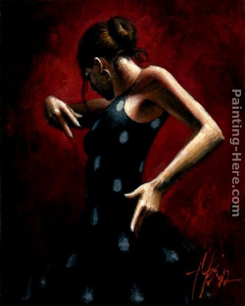 Baile del Flamenco en Rojo with Polkadots painting - Fabian Perez Baile del Flamenco en Rojo with Polkadots art painting